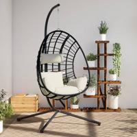 VidaXL Hangstoel met standaard rattan en staal beige VidaXL Hangstoel met standaard rattan en staal beige