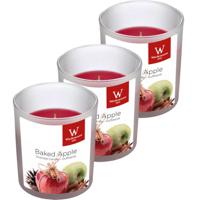 Trend Candles Geurkaars - 3x - in glas - Appeltaart aroma - 25 branduren - 7 x 8 cm