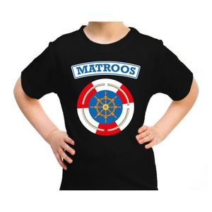 Matroos verkleed t-shirt zwart voor kinderen XL (158-164)  -
