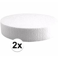 Hobby/knutsel Piepschuim schijf - 2x - wit - D20 cm - figuur en vormen
