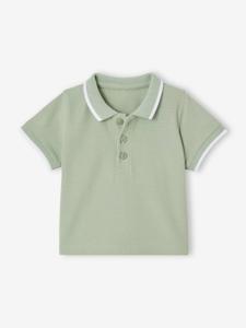 Personaliseerbare polo babyjongen met borduurwerk op de borst saliegroen