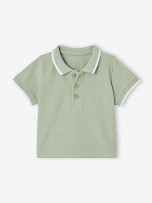 Personaliseerbare polo babyjongen met borduurwerk op de borst saliegroen