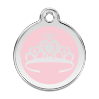 Crown Pink roestvrijstalen hondenpenning large/groot dia. 3,8 cm - Reddingo