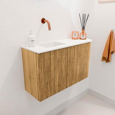 Toiletmeubel Mondiaz Joya | 71.6 cm | Meubelkleur Oak | Faye wastafel Talc Links | Zonder kraangat(en) Toiletmeubel Mondiaz Joya | 71.6 cm | Meubelkleur Oak | Faye wastafel Talc Links | Zonder kraangat(en)