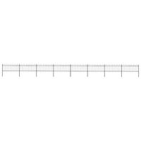 Tuinhek met ringtop staal 1426x80 cm zwart