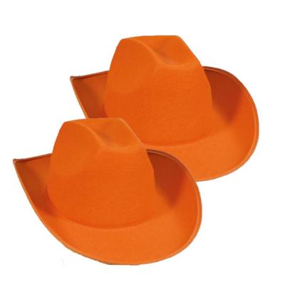 Koningsdag oranje western cowboyhoed - 4x stuks - vilt - Oranje hoeden - voor volwassenen