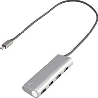 Renkforce USB 3.2 Gen 1-hub 3 poorten Met ingebouwde SD-kaartlezer, Met aluminium behuizing Zilver