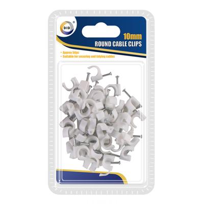 DID Witte kabelclips/kabelklemmen - 50 stuks - met spijker - 10 mm - kabelbinders