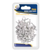 DID Witte kabelclips/kabelklemmen - 50 stuks - met spijker - 10 mm - kabelbinders