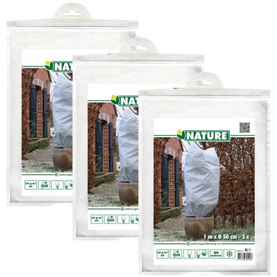 Plantenhoes met trekkoord - 9x stuks - H100 x D50 cm - wit - anti-vorst planten beschermhoes