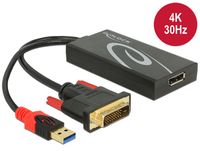 DeLOCK 0.3m, DVI 24+1 + USB-A/Displayport 20p 0,3 m DVI-D + USB HDMI Zwart - thumbnail