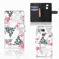Sony Xperia XA2 Ultra Telefoonhoesje met Pasjes Flamingo Triangle - thumbnail