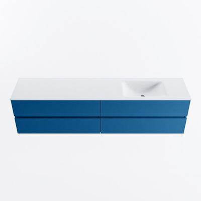 MONDIAZ VICA 200cm badmeubel onderkast Jeans 4 lades. Wastafel CLOUD rechts zonder kraangat, kleur Talc.