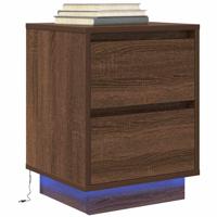 Nachtkastje met LED-verlichting 38x34x50 cm bruin eiken Nachtkastje met LED-verlichting 38x34x50 cm bruin eiken