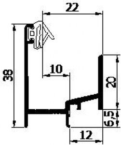 Aanslagprofiel LU.B4.3.G met afdichtingsrubber (5mtr)