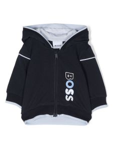 BOSS Kidswear hoodie zippé à logo imprimé - Bleu