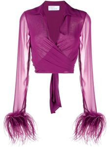 Giuseppe Di Morabito blouse crop à bordure de plumes - Violet