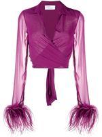 Giuseppe Di Morabito blouse crop à bordure de plumes - Violet