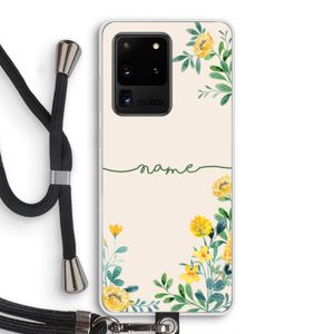Gele bloemen: Samsung Galaxy S20 Ultra Transparant Hoesje met koord