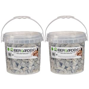 2x pakjes decoratie steentjes/kiezels lichtgrijs grof 3 kg