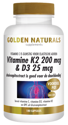 Golden Naturals Vitamine K2 200mcg & D3 25mcg Capsules