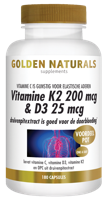 Golden Naturals Vitamine K2 200mcg & D3 25mcg Capsules