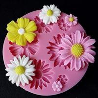 2 stuks 3D bloem silicone mallen fondant ambachtelijke cake Candy chocolade ijs gebak bakken tool (roze)
