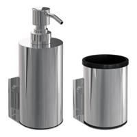 Zeepdispenser en Beker BRAUER Model A Incl. Wand Ophanging en Magnetisch opzetvlak Chroom