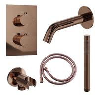 Fortifura Calvi Badkraan set - uitloop - 22cm inkortbaar - gladde slang - staafhanddouche - inbouwdeel - wandhouder - geborsteld koper PVD SW970045/SW706209/SW970038/SW1122515/SW970046 Fortifura Calvi Badkraan set - uitloop - 22cm inkortbaar - gladde slang - staafhanddouche - inbouwdeel - wandhouder - geborsteld koper PVD SW970045/SW706209/SW970038/SW1122515/SW970046