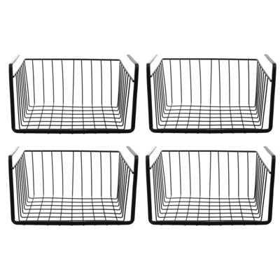Hangmand voor kast - 4x - metaal - 26 x 14 x 26 cm - zwart - kastmandje - opbergers