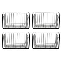 Hangmand voor kast - 4x - metaal - 26 x 14 x 26 cm - zwart - kastmandje - opbergers