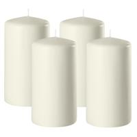 Enlightening Candles Cilinder/stompkaars - 4x - ivoor wit - D8 x H12 cm - 45 branduur