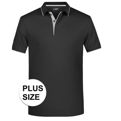 James & Nicholson Poloshirt - Golf Pro premium - grote maat - zwart/zilver - heren