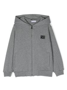 Dolce & Gabbana Kids hoodie zippé à plaque logo - Gris