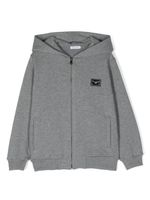 Dolce & Gabbana Kids hoodie zippé à plaque logo - Gris - thumbnail