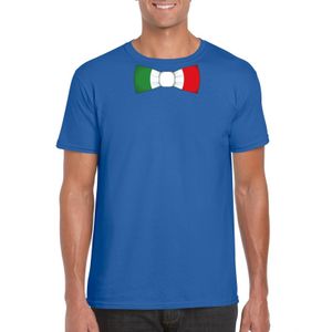 Blauw t-shirt met Italie vlag strikje heren