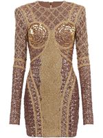 Balmain robe courte à broderies en all over - Or