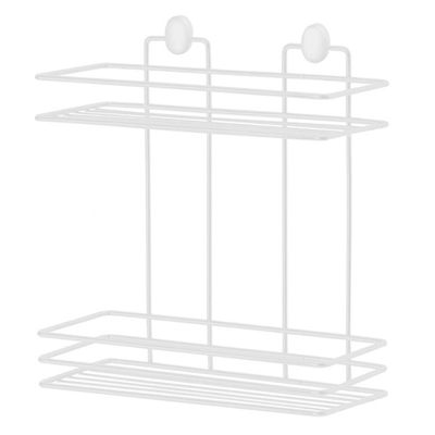 Doucherekje - rechthoek - 2-laags - wit - H30 cm - metaal