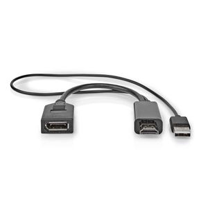 HDMI©-Adapter | HDMI© Connector | DisplayPort Male | Vernikkeld | Recht | PVC | Zwart | 1 Stuks