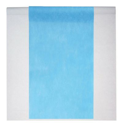Feest tafelkleed met tafelloper - op rol - wit/blauw - 10 meter
