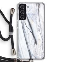 Gestreepte marmer: Samsung Galaxy S21 FE Transparant Hoesje met koord
