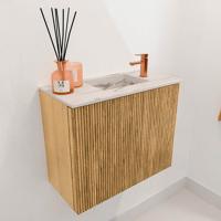 Toiletmeubel Mondiaz Joya Dlux | 50 cm | Meubelkleur Oak | Faye wastafel Nata Wasbak Rechts | 1 kraangat