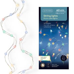 Lumineo draadverlichting - 60 led lampjes - gekleurd - 295 cm - lichtsnoer
