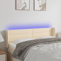 Hoofdbord LED 147x16x78/88 cm stof crèmekleurig