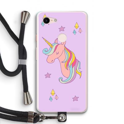 Roze eenhoorn: Pixel 3 XL Transparant Hoesje met koord