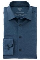 OLYMP Level Five 24/Seven Body Fit Jersey shirt rook blauw, Effen