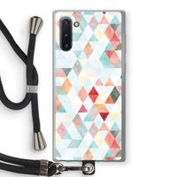 Gekleurde driehoekjes pastel: Samsung Galaxy Note 10 Transparant Hoesje met koord
