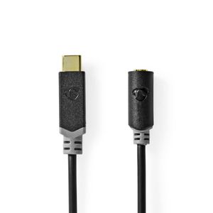 USB-C© Adapter | USB 2.0 | USB-C© Male | 3,5 mm Female | 1.00 m | Rond | Verguld | PVC | Zwart |