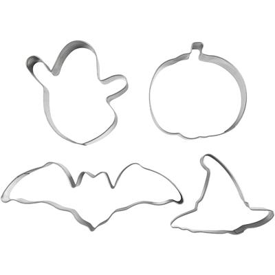 Creativ Company Uitsteekvormen, spook, pompoen, heksenhoed, vleermuis, h: 2 cm, afm 7-12,4 cm, 4 stuk/ 1 doos