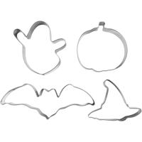 Creativ Company Uitsteekvormen, spook, pompoen, heksenhoed, vleermuis, h: 2 cm, afm 7-12,4 cm, 4 stuk/ 1 doos
